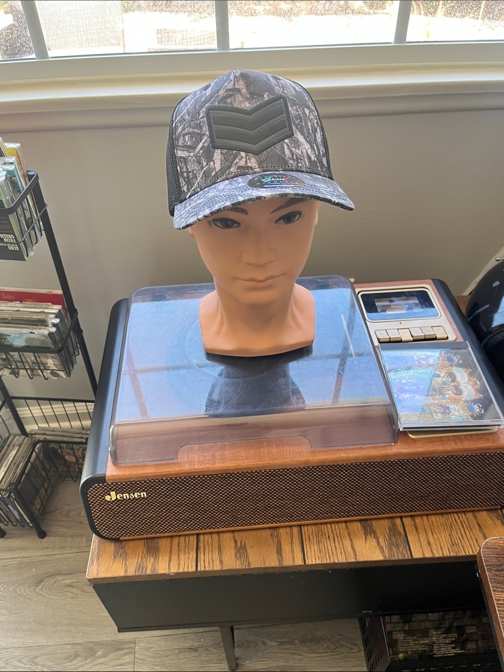 Camo Mesh Trucker Hat with Chevron Patch